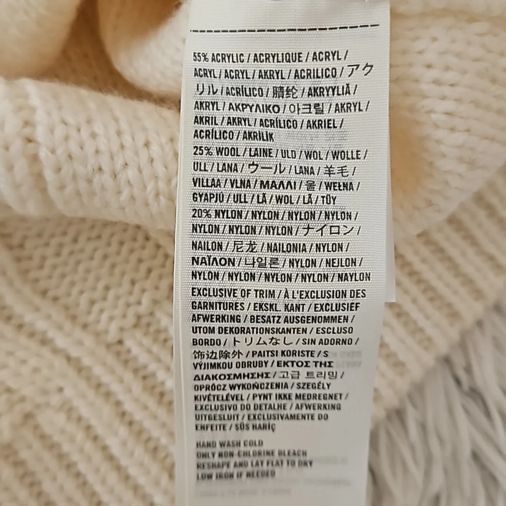 Vintage Abercrombie & Fitch Cable Knit Sweater Womens L Cream Ivory Crew Neck - Picture 10 of 12